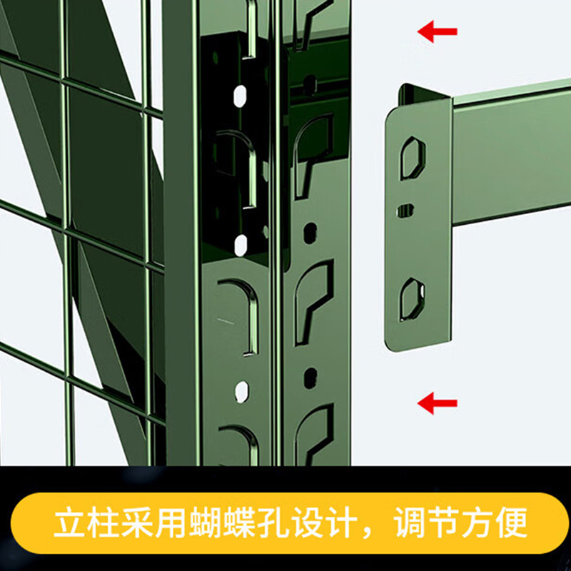 格具(GEJU) 四层军绿色货架单层承重500KG 长2200*高1600*宽1000MM 三面带网加床开门挂锁高清大图