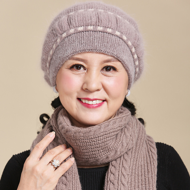 迪鲁奥diluao冬天帽子女中老年针织帽混纺帽老人冬季保暖老太太奶奶帽
