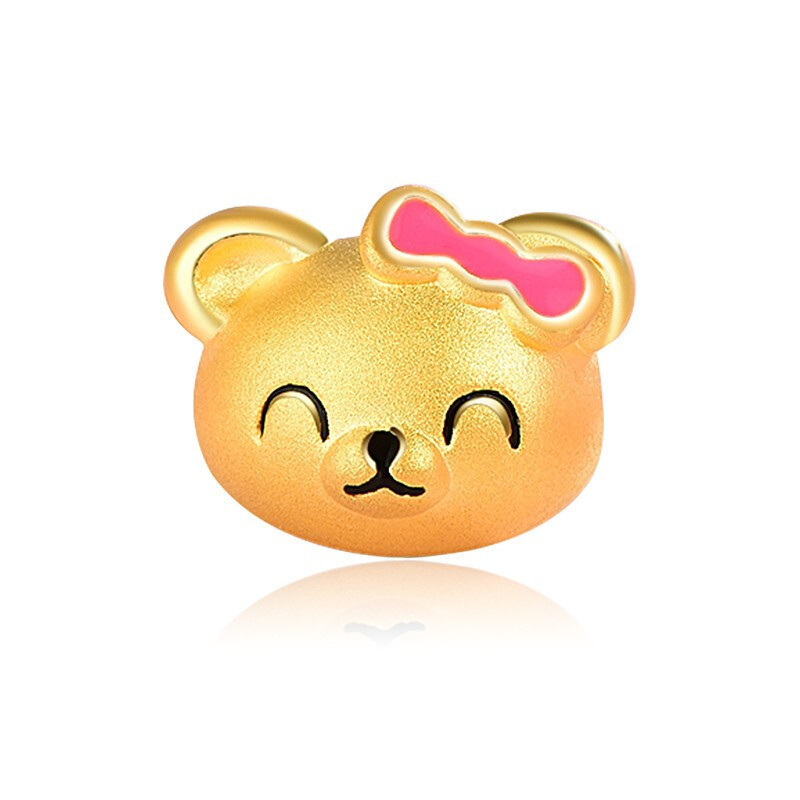 壹仟俩黄金手链Q萌可爱小熊金珠子通用路路通手串定价黄金珠宝手饰