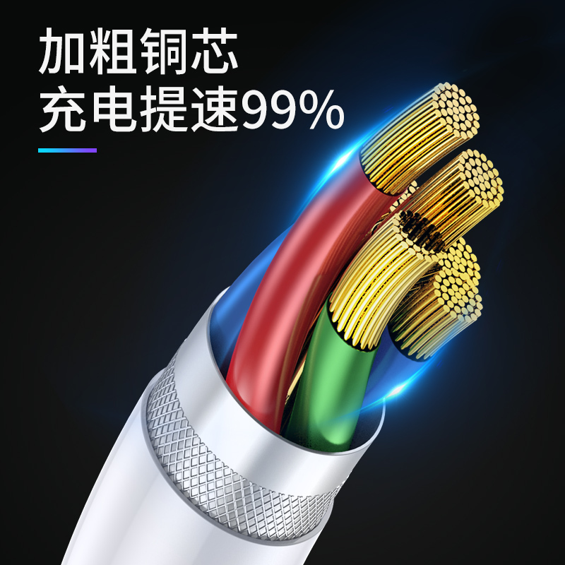 塔菲克(TAFIQ)安卓数据线高速usb通用充电器线快充闪充适用华为荣耀小米oppo安卓数据线3M/弯头/象牙白2条装