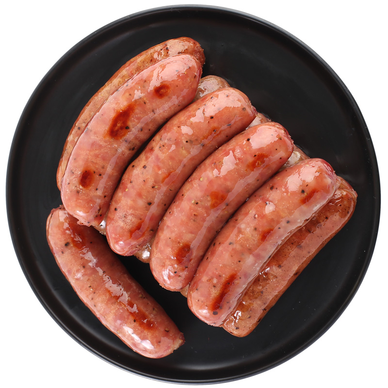 火山石烤肠黑胡椒纯肉肠台湾脆皮香肠黑椒热狗肠烧烤冷冻大烤肠 石钟