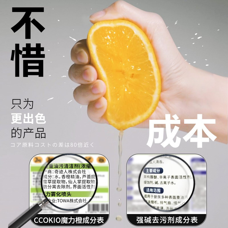 CCOKIO 日本去油污神器 进口厨房油污净家用重油污强力清洁剂抽油烟机清洗 浓缩液 550ml*1瓶高清大图