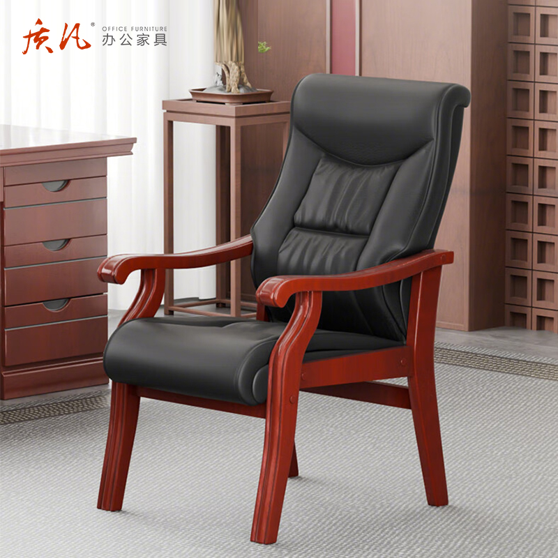 质凡 老板椅B橡木牛皮办公椅 /ZF-YQY011/65.5*63.5*110cm高清大图