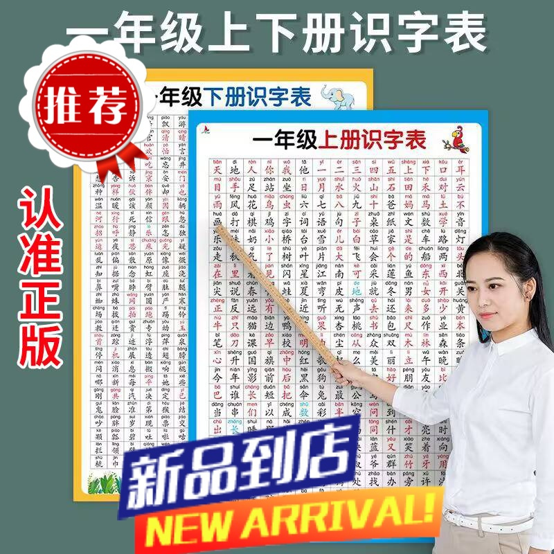年级识字表上下册语文认字生字识字表挂图识字书拼音墙贴卡片>800_800