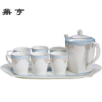 鼎亨陶瓷茶具水具套装冷水壶 凉水壶 家用茶杯水杯套装 6杯1壶带