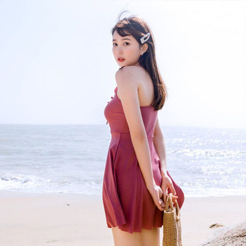 小清新泳衣女2019新款仙女范保守连体遮肚显瘦性感韩国风泳装Z0图片
