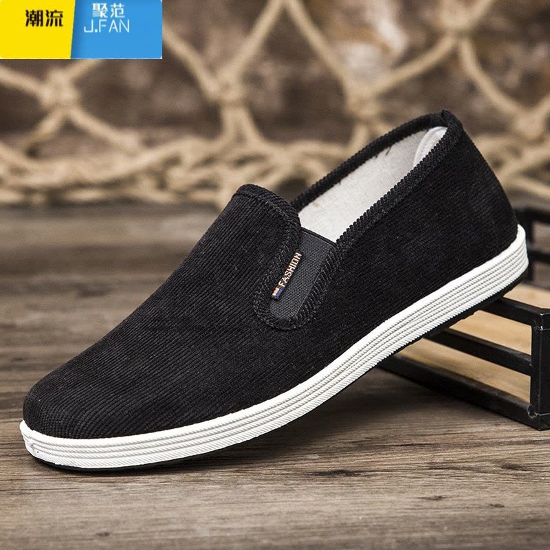 聚范老北京布鞋男条绒防滑平底休闲爸爸鞋百搭开车鞋工作透气防滑男鞋图片