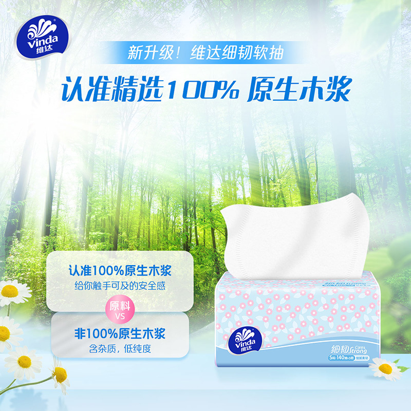 维达细韧抽纸3层S码140抽18包卫生纸 家用实惠装餐巾纸面巾纸卫生纸纸巾(整箱销售)(新旧包装交替发货)高清大图