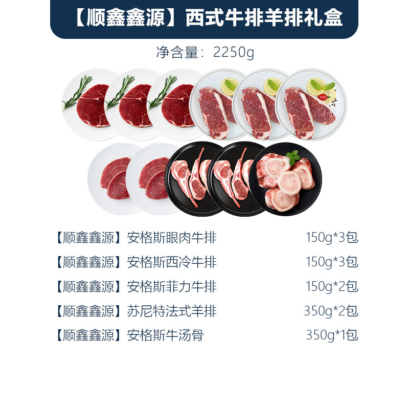 顺鑫鑫源西式牛排羊排套餐798型2250g高清大图