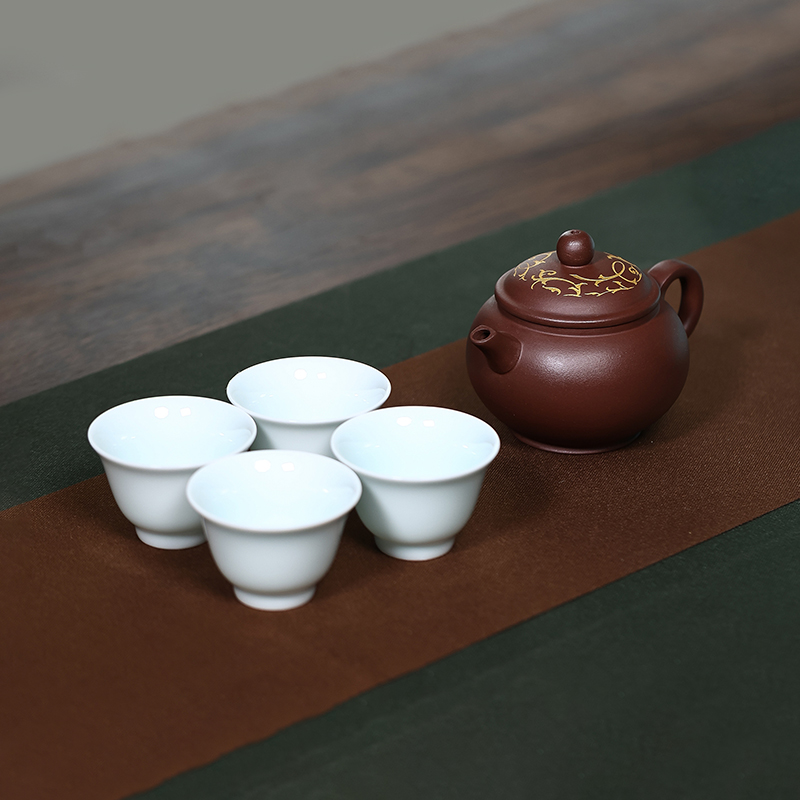 萬春和 生生不息紫砂茶壶陶瓷茶杯茶具整套旅行送礼家庭用商务随手礼物