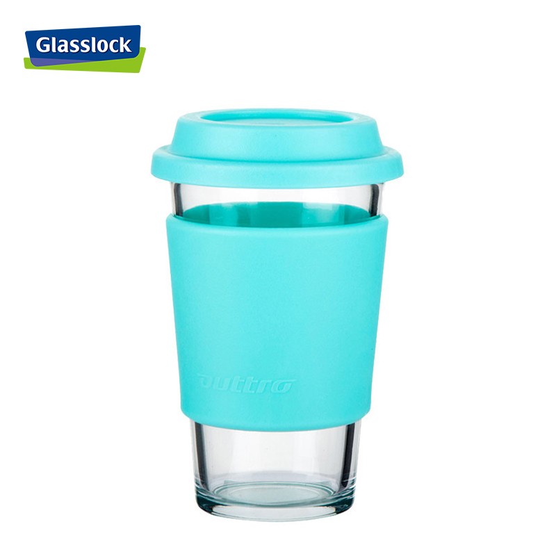 三光云彩(GLASSLOCK)韩国进口耐热钢化玻璃泡茶水杯果汁杯牛奶杯子加厚耐摔天蓝色RC106-1 500ml玻璃水杯