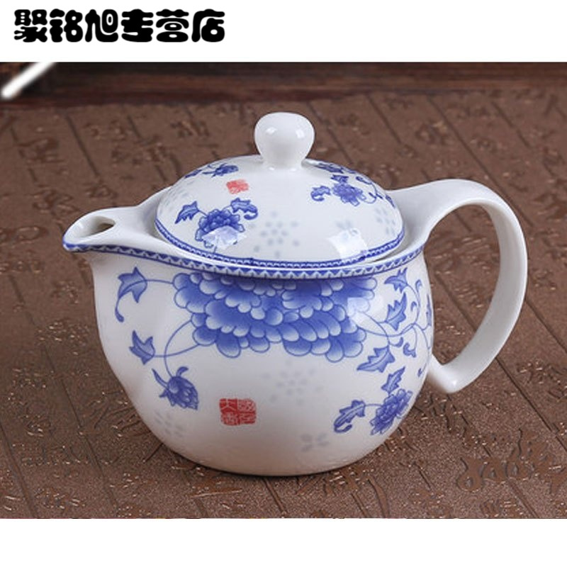 陶瓷茶壶大号单壶功夫茶具冲茶器小山水青花瓷过滤泡茶壶生活日用家居器皿水具水杯创意简约陶瓷茶壶