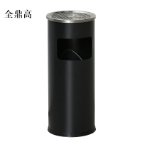 全鼎高不锈钢垃圾桶烟蒂柱灭烟桶带烟灰缸室外电梯口立式丽格圆形黑色
