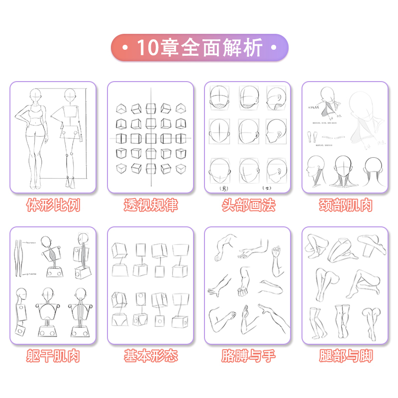 [正版图书]人体结构动态解析描摹本 易缇 速写人体临摹画册 动漫人物动态素材 漫画手绘本线稿草图本二次创作 速写描摹本