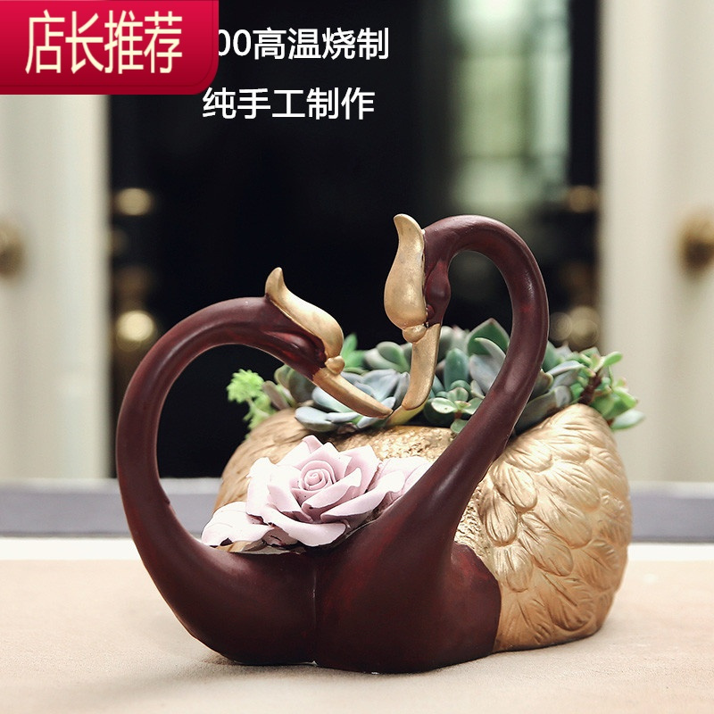 多肉花盆创意个性室内欧式桌面绿萝简约客厅大号陶瓷花盆JING PING花盆容器