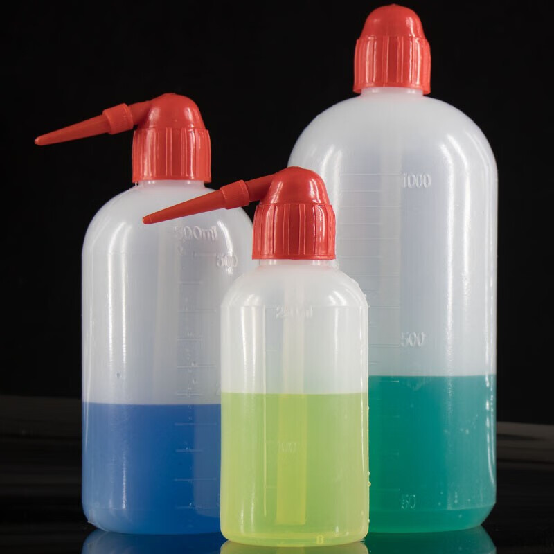 海斯迪克HKCL-507 加厚带刻度弯头洗瓶 冲洗瓶 吹气瓶 500mL(10个)