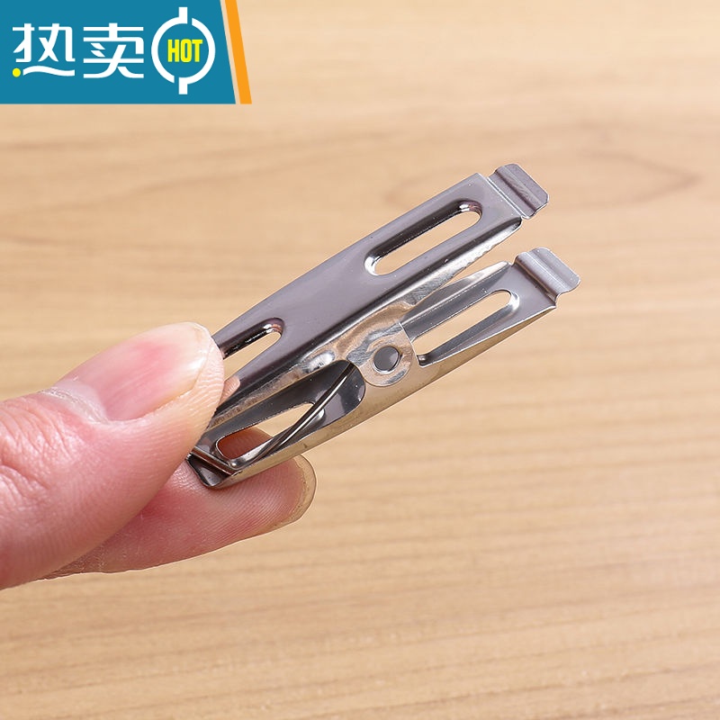 敬平不锈钢被夹晾衣夹强力衣架夹子晒夹晾袜夹小夹扁口夹被夹衣服 5cm平口夹40个装高清大图