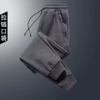 加绒裤子男休闲长裤秋冬季新款梅花拉链外穿运动保暖卫裤 5XL K36加绒-灰色