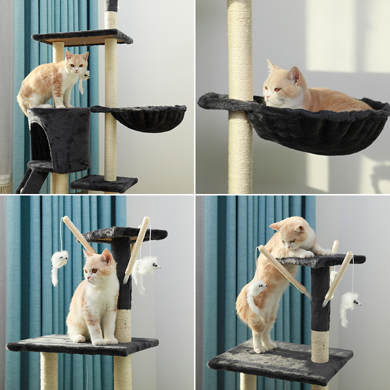 猫爬架猫窝猫树通天柱一体抓板多层跳台抓柱猫咪玩具剑麻别墅用品高清大图