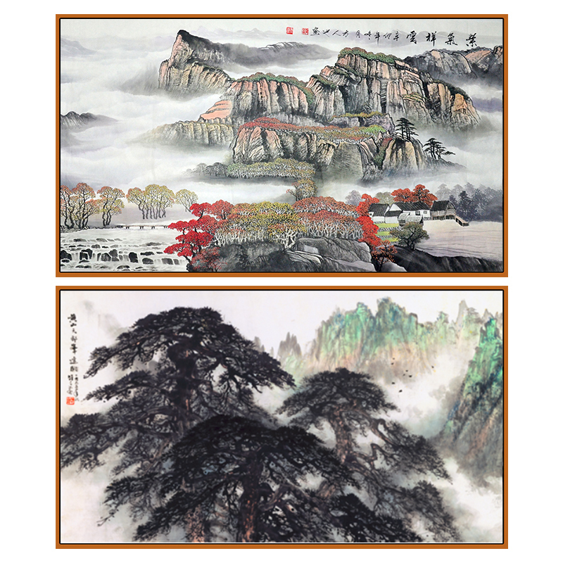 墙壁挂画 XTL868 黎雄才水墨壁画背景墙装饰 140*80cm (10幅起订)