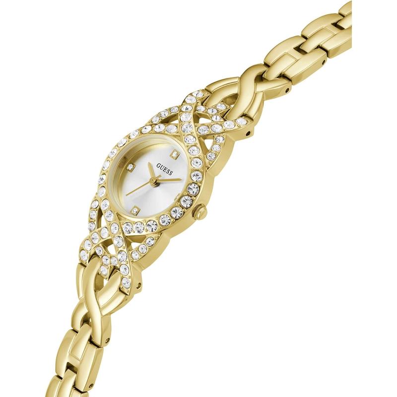 GUESS女士施华洛世奇仿水晶镶嵌金 tone 表盘金 tone 表链防水石高清大图