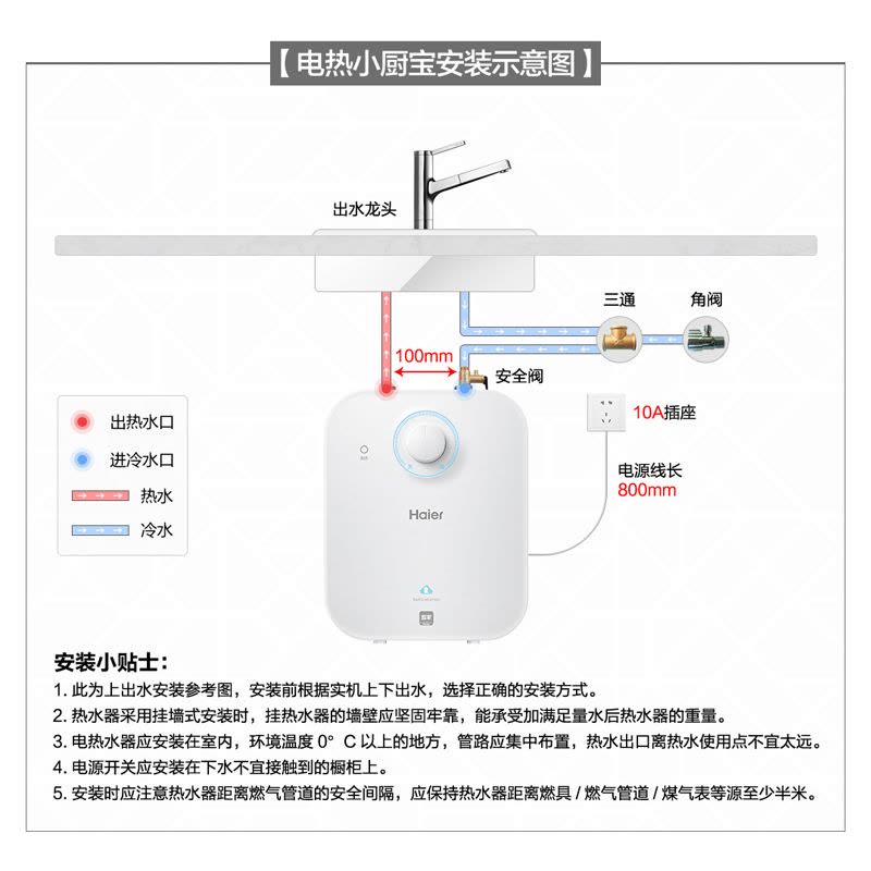 海尔(Haier)5升家用小厨宝EC5FA 一级能效 节能省电 长效保温 1750W速热 安全防电墙 21L大水量图片