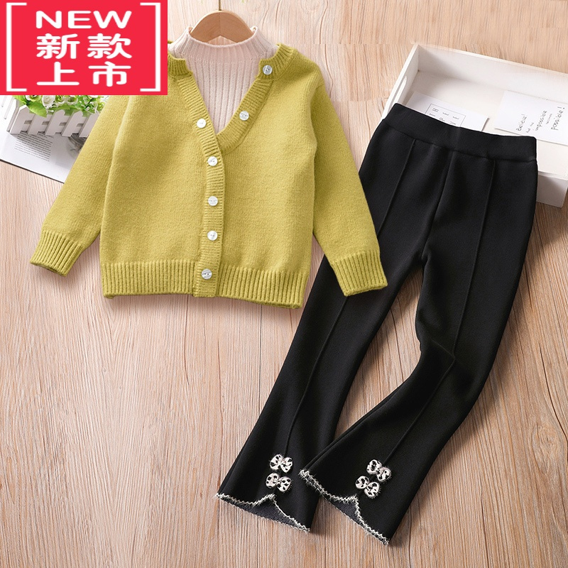 可莉允女童毛衣秋冬装新款小宝宝针织衫加厚儿童上衣外穿春秋季大童外套