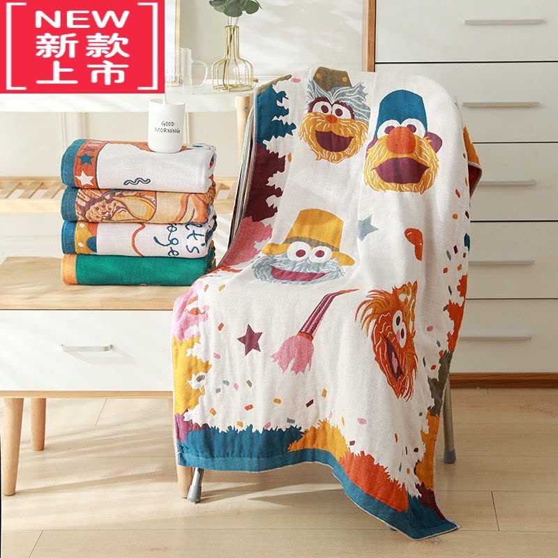 可莉允潇妈童品 夏季五层纱布浴巾卡通大毛巾被子加厚450A图片