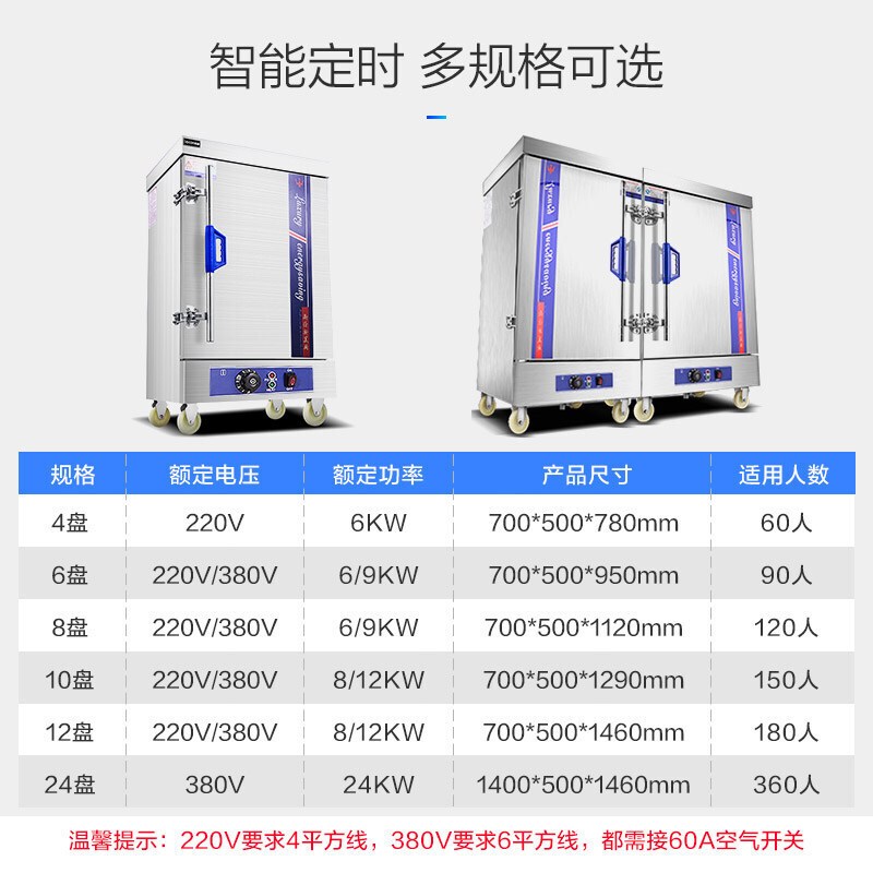 lecon/乐创洋博 8盘燃气蒸饭柜商用 多功能蒸饭机 自动4/6/8/10/12/24盘蒸饭车 蒸饭箱