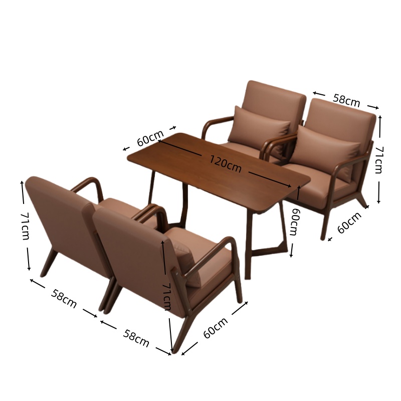 智叶舟休闲沙发组合单人位*4+长方桌套高清大图