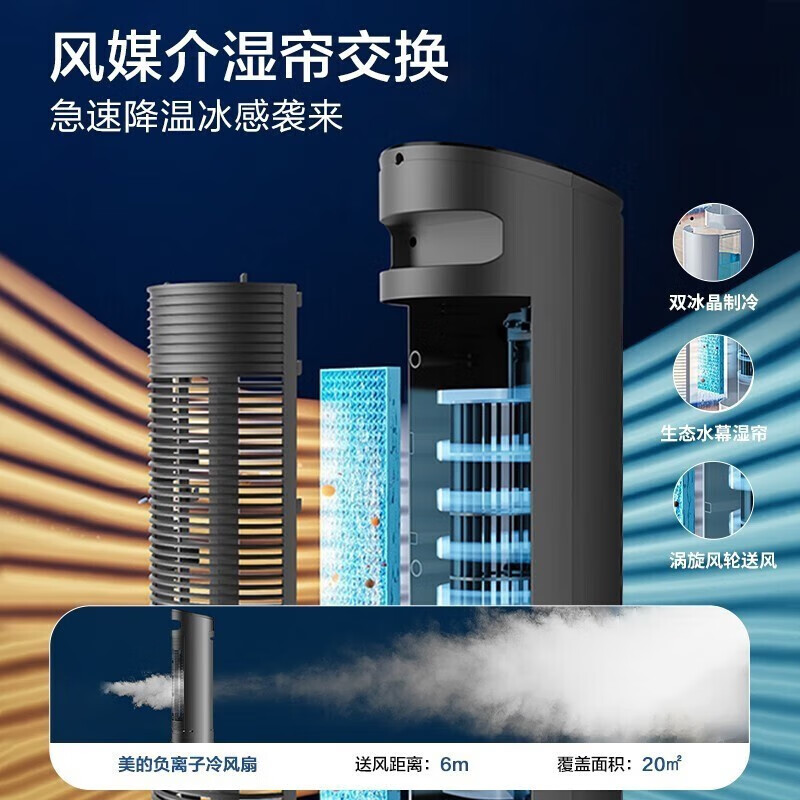 空调扇制冷风扇家用水冷风机无叶塔扇客厅净化加湿节能遥控小空调降温[负离子净化空气]WiFi款 AAF10MRB高清大图