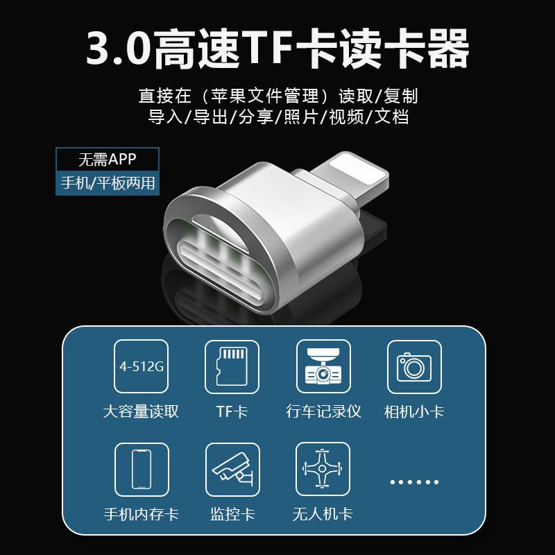 Typec头[TF/SD卡]铝合金 苹果手机读卡器iPad读取tf卡sd内存卡通用安卓华为小米读卡转接头