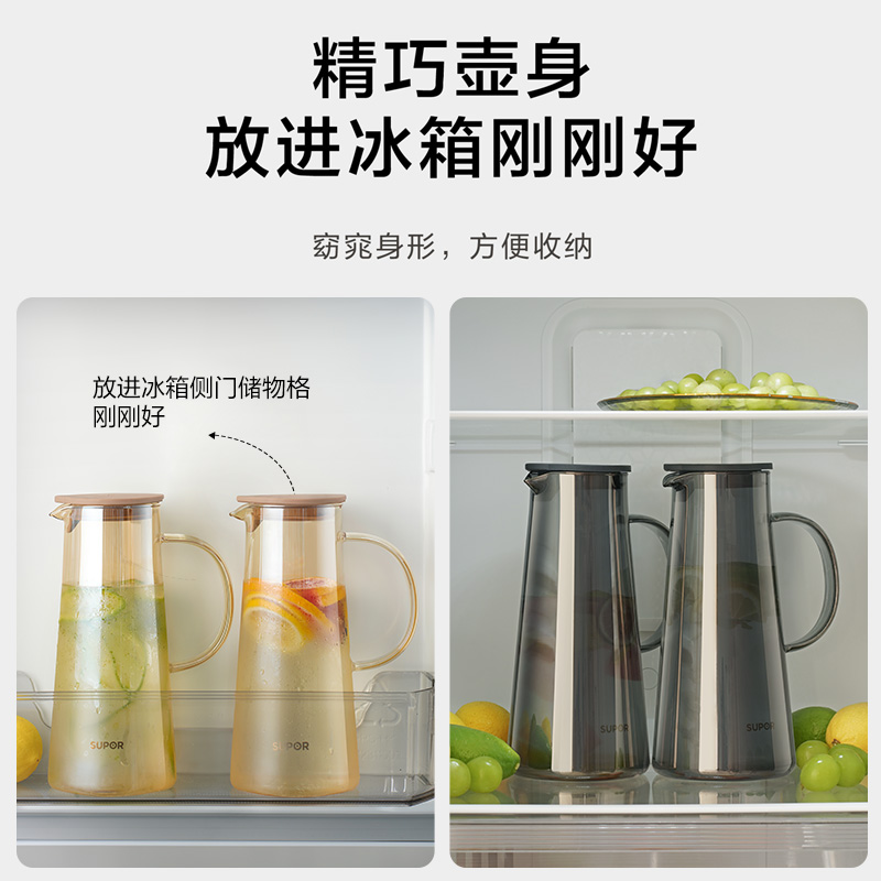 苏泊尔冰箱冷水壶桶家用凉水杯耐高温玻璃冰水壶夏冷泡瓶茶罐高清大图