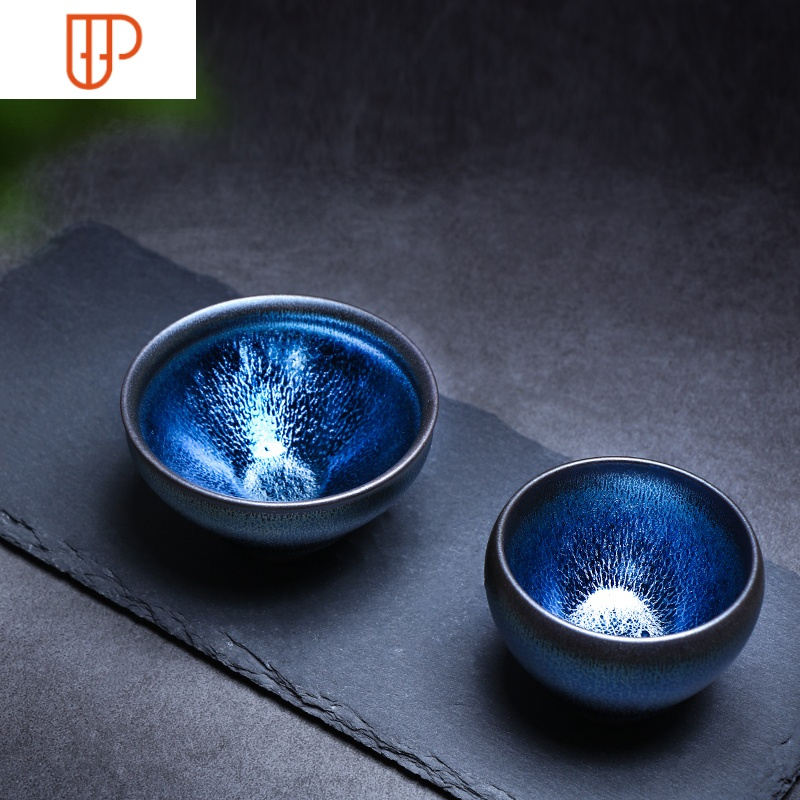 建盏张永华色釉蓝色妖姬对杯汇盏斋茶盏原矿旅行茶具陶瓷主人杯国泰家