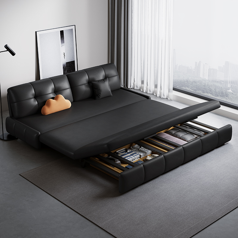 欧梵森现代简约多功能猫抓皮沙发床可折叠伸缩两用单双人客厅家用小