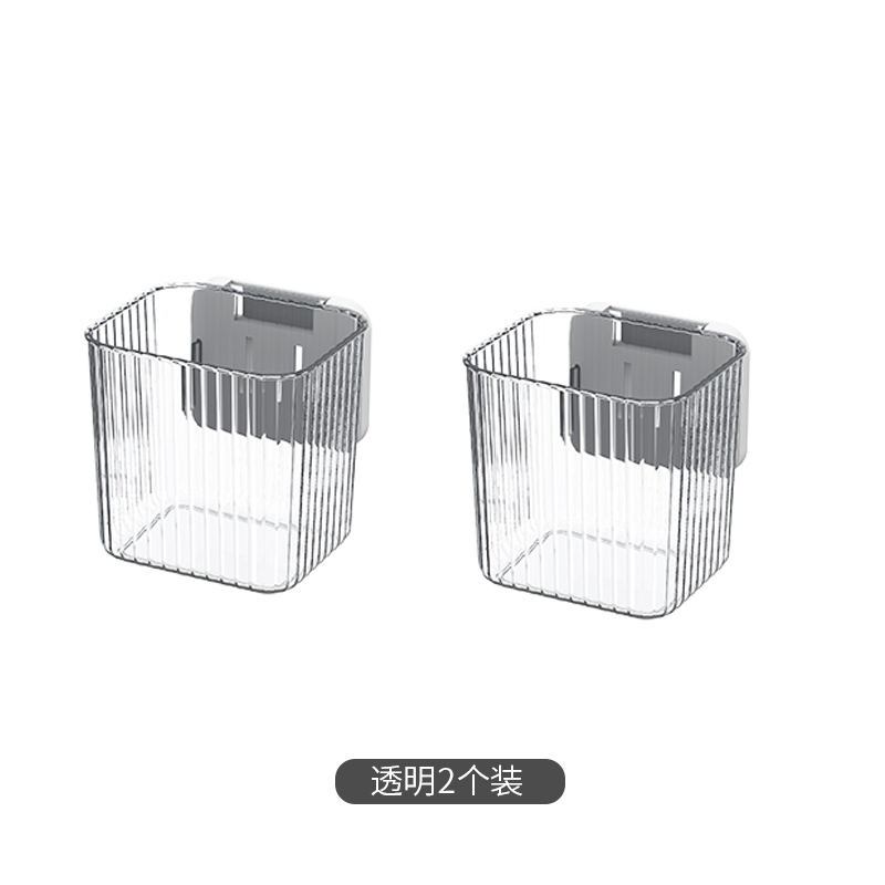 智美环球 厨房葱姜蒜置物架免打孔家用储物盒 壁挂台面两用【透明2个装】带挂钩
