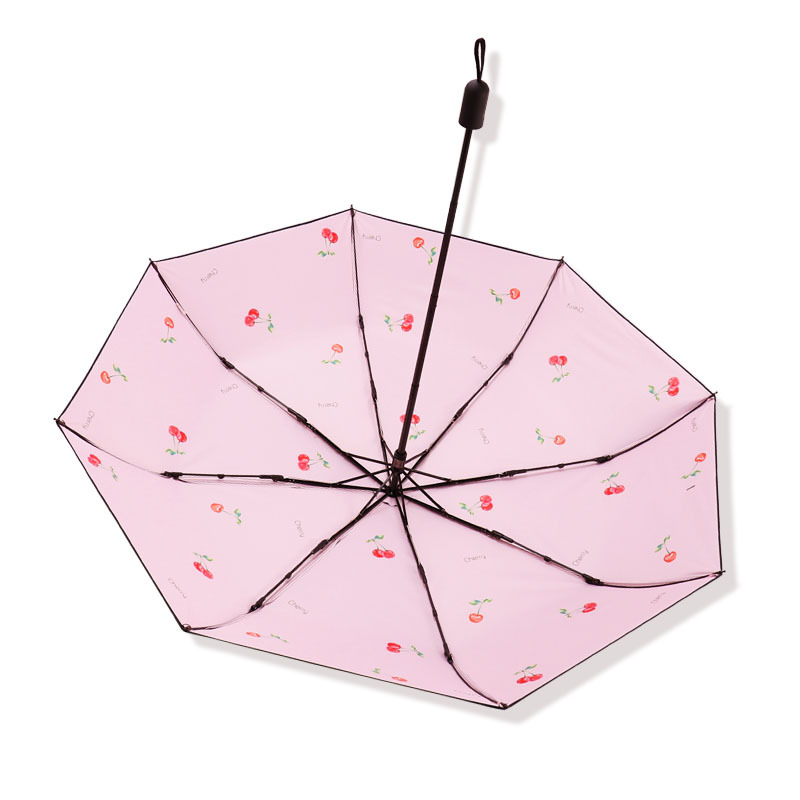 天堂伞 全遮光黑胶防晒三折晴雨伞太阳伞遮阳伞礼品伞 榴香粉色