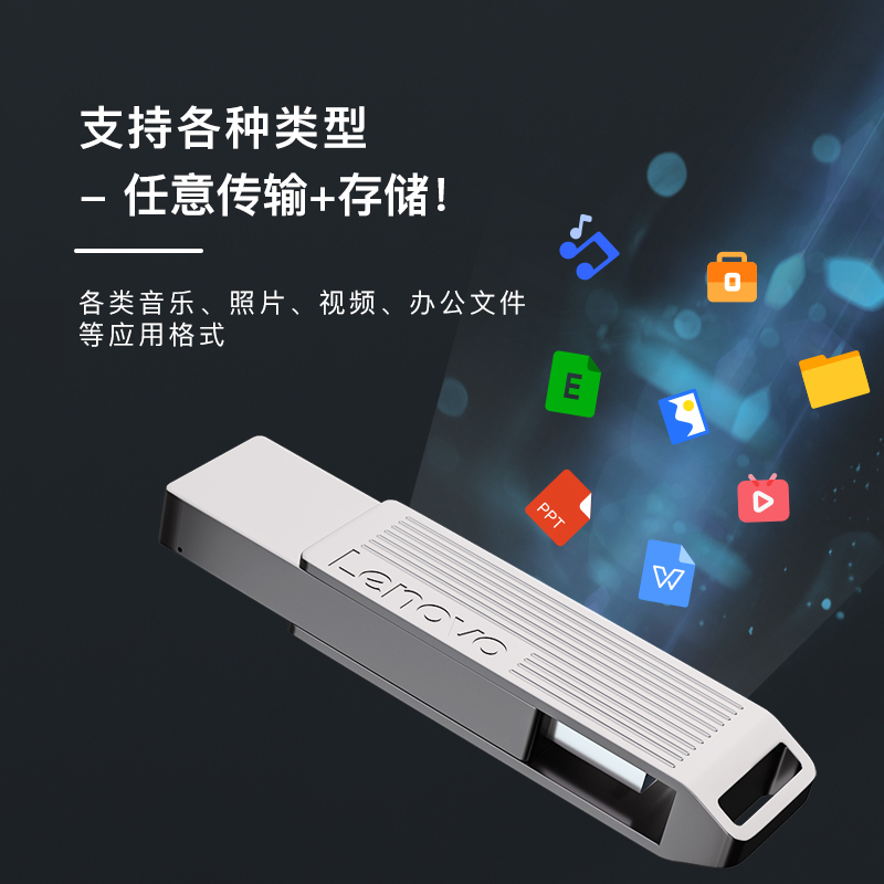 联想(Lenovo)512G USB3.2 高速固态U盘SX5 读500MB/s 写430MB/s 学习办公商务优盘 银