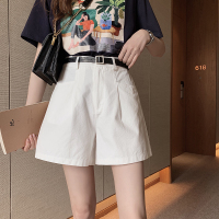 2021新款白色西装短裤女夏薄款宽松高腰a字显瘦阔腿工装五分裤ins 白色短裤[送腰带] S 80-90斤