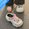 SUNTEK厚底7M洞洞鞋女士夏季室外穿踩屎感少女爱心DY沙滩高跟包头凉鞋