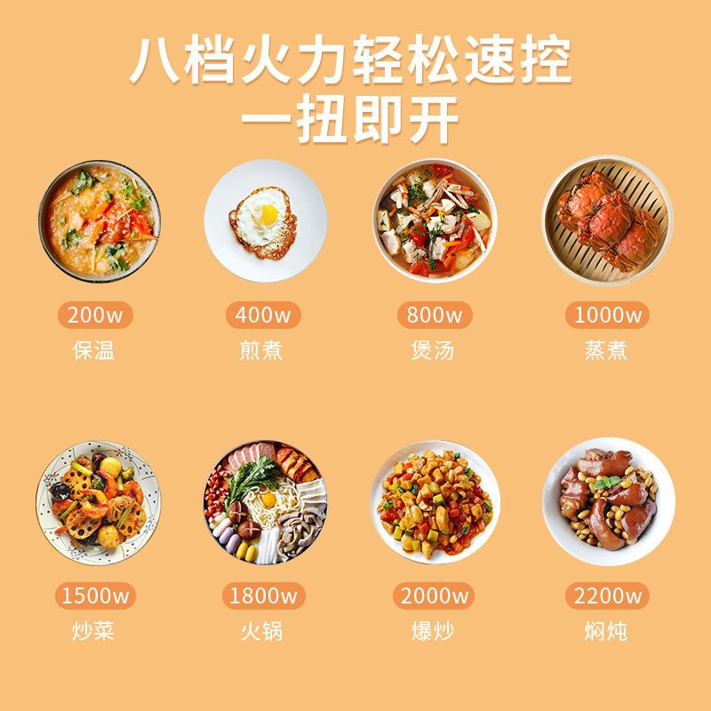 圆形电磁炉家用迷你节能小型宿舍炒菜火锅一体电池灶套装|2200W圆形机 珍珠白