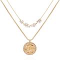 盖尔斯(GUESS)清新浪漫女士叠层杏桃金色项链金属质感玻璃石吊坠 initial