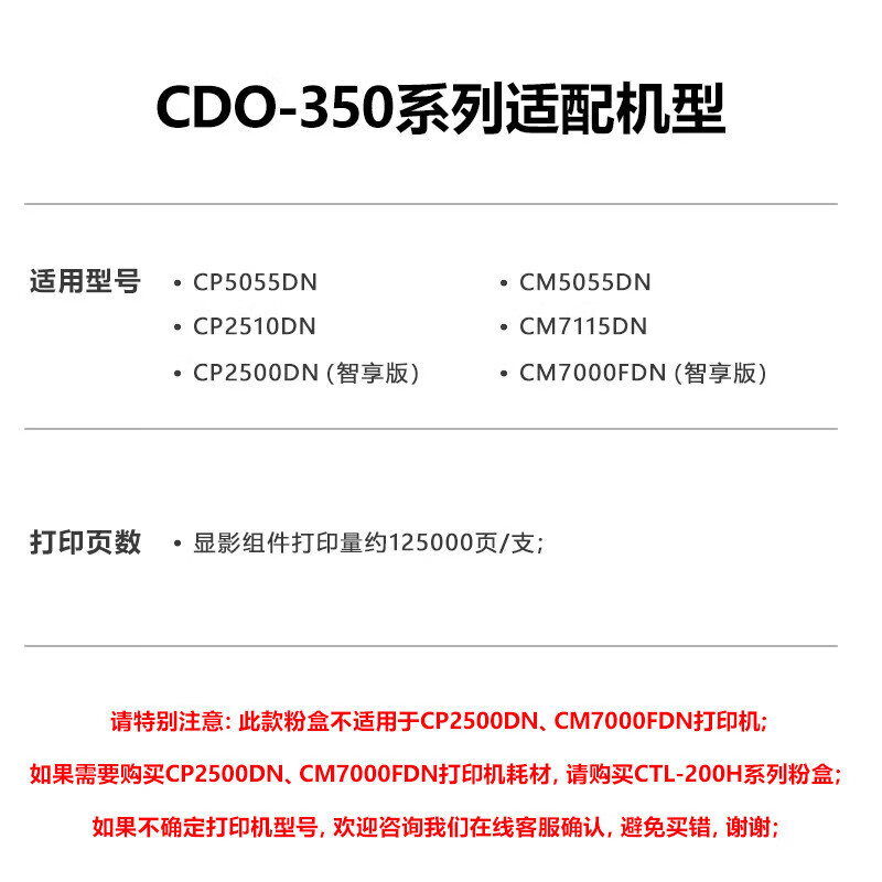 奔图CDO-350DK显影黑色125000页适用CP5055DN/CM5055/CP2510/7115DN/2500DN高清大图