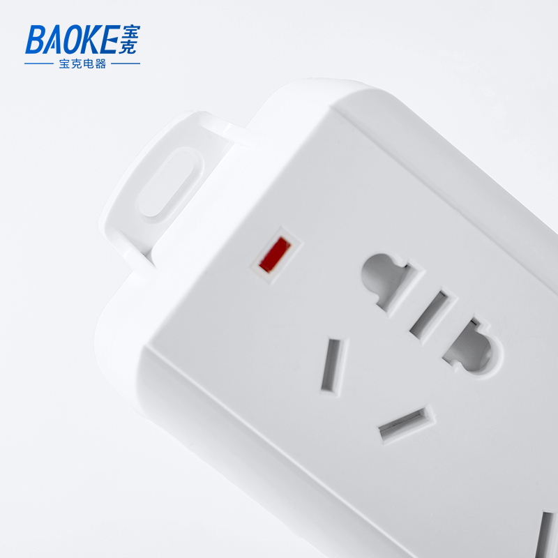 宝克(BAOKE)K115 插线板 新国标延长线插座5位组合总控开关 2500W MAX 白色 1个