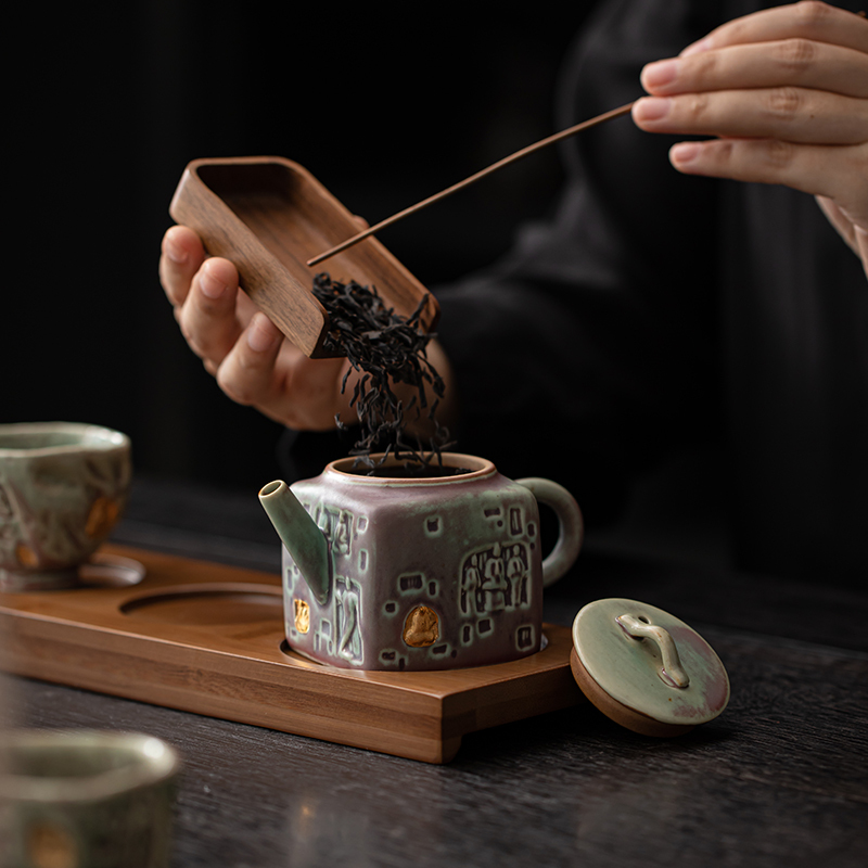 苏氏陶瓷(SUSHI CERAMICS)遇见敦煌觉悟茶具套装一壶两杯配干泡盘