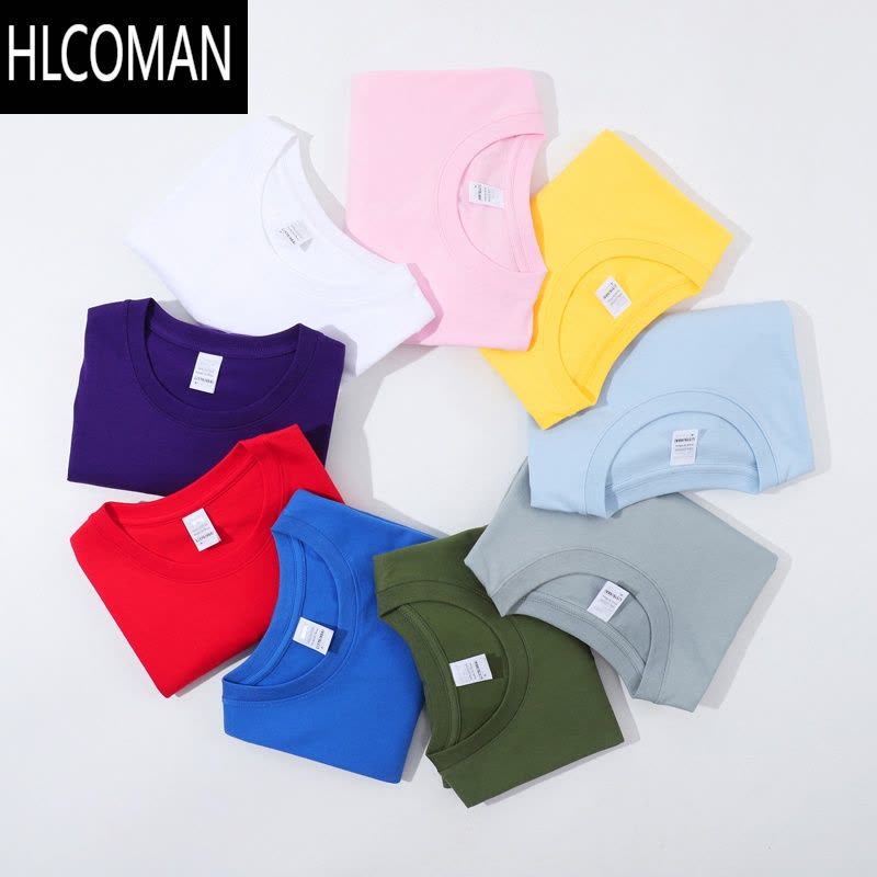 HLCOMAN新款冰丝短袖t恤男士宽松大码半袖体恤白色纯色打底衫 潮图片