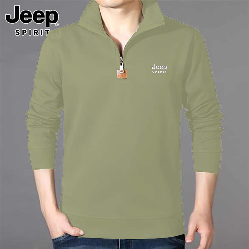 JEEP SPIRIT吉普男士半拉链套头卫衣男士卫衣舒适棉春秋外套男装长袖T恤