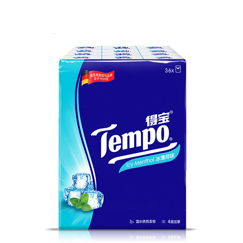 Tempo/得宝 手帕纸 迷你4层*36包(冰薄荷味) 纸手帕餐巾纸小包纸巾高清大图