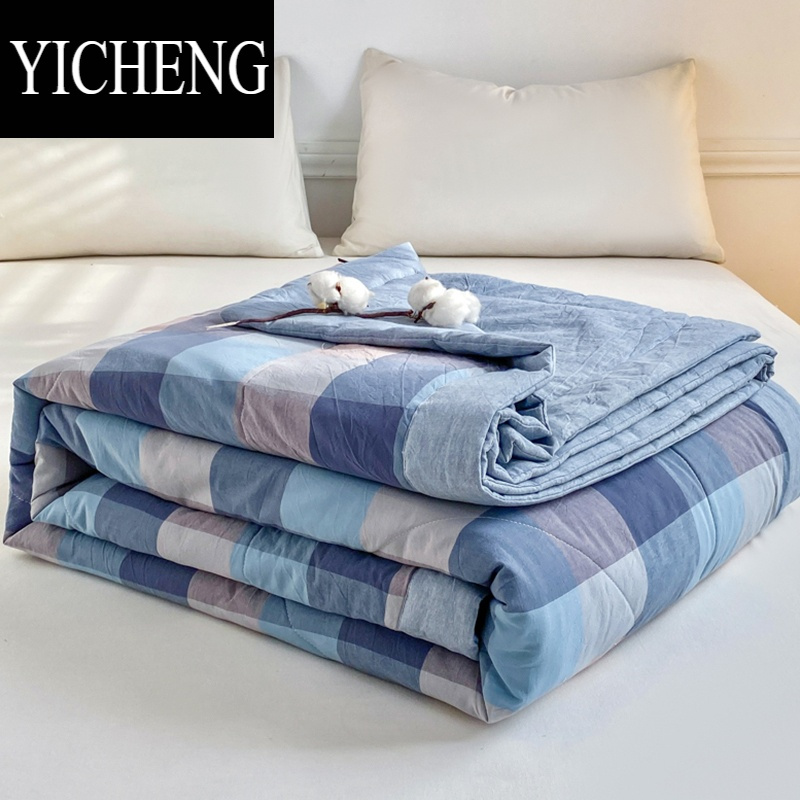 yichenga类色织水洗棉大豆夏被空调被夏凉被夏季单人薄被子机洗