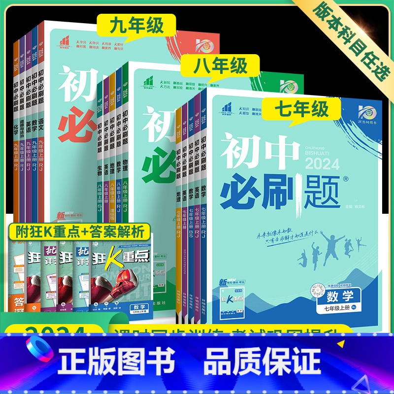 :人教版]语数英3本 九年级下 [正版]2024初中七上八九年级上册下册数学英语物理化学生物地理语文全套人教版初一三